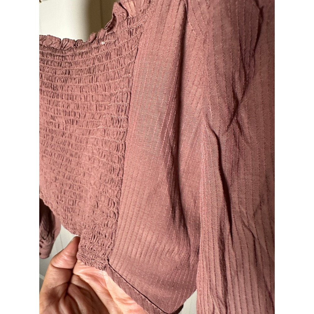 ASTR the Label Women's‎ XS Mauve Long Sleeve Smocked Ruffle Crop Top Blouse - Picture 5 of 7